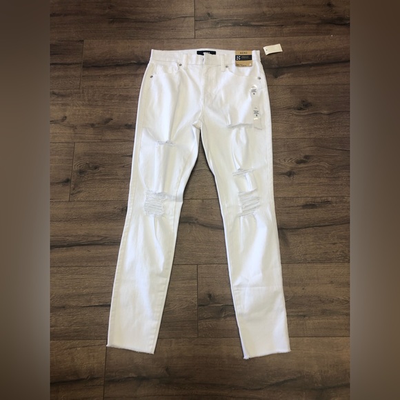 NWT AERO SKINNY HIGH RISE ANKLE JEGGING WHITE DISTRESSED ROW HEM IN SIZE 8 - Picture 5 of 7